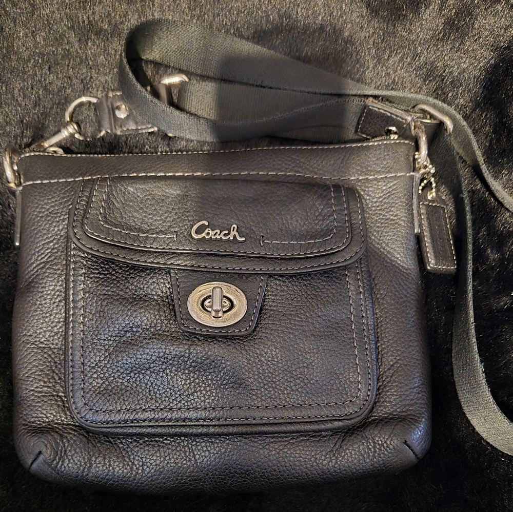 Coach Penelope Turn Lock Crossbody Black Leather